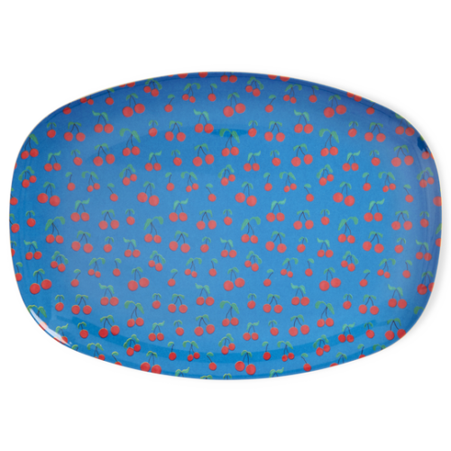 Cherry Love Print Rectangular Melamine Plate By Rice